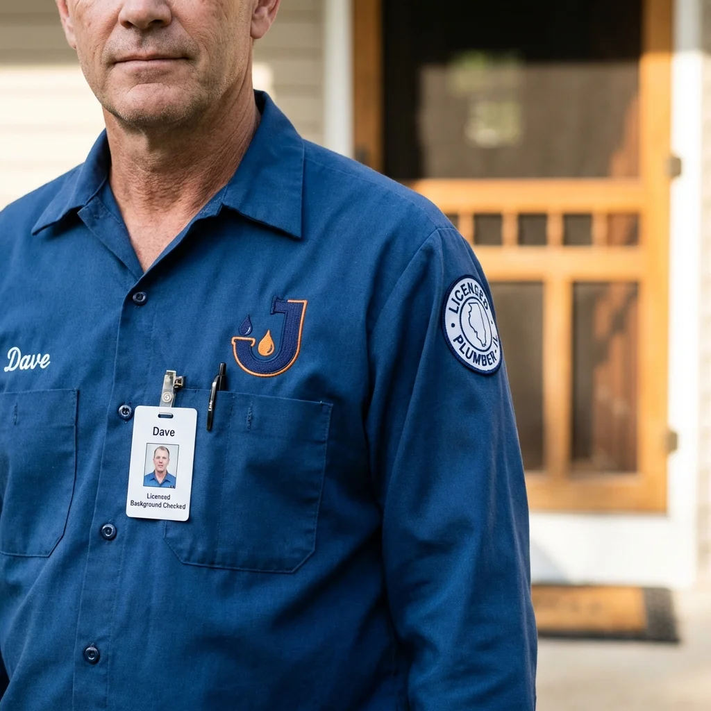 Licensed plumber showing ID badge in Park City, UT