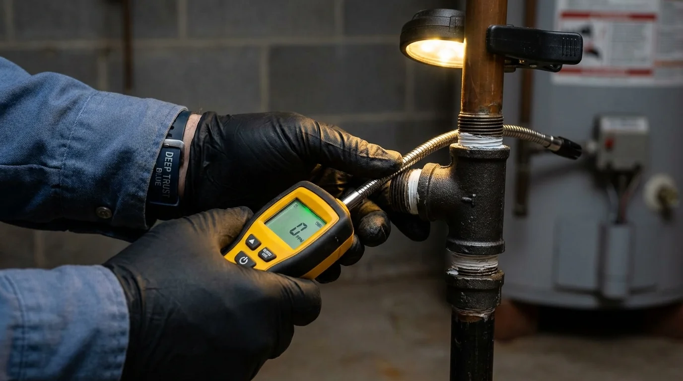 Gas leak detection with electronic sniffer by Johns Plumbing LLC in Park City
