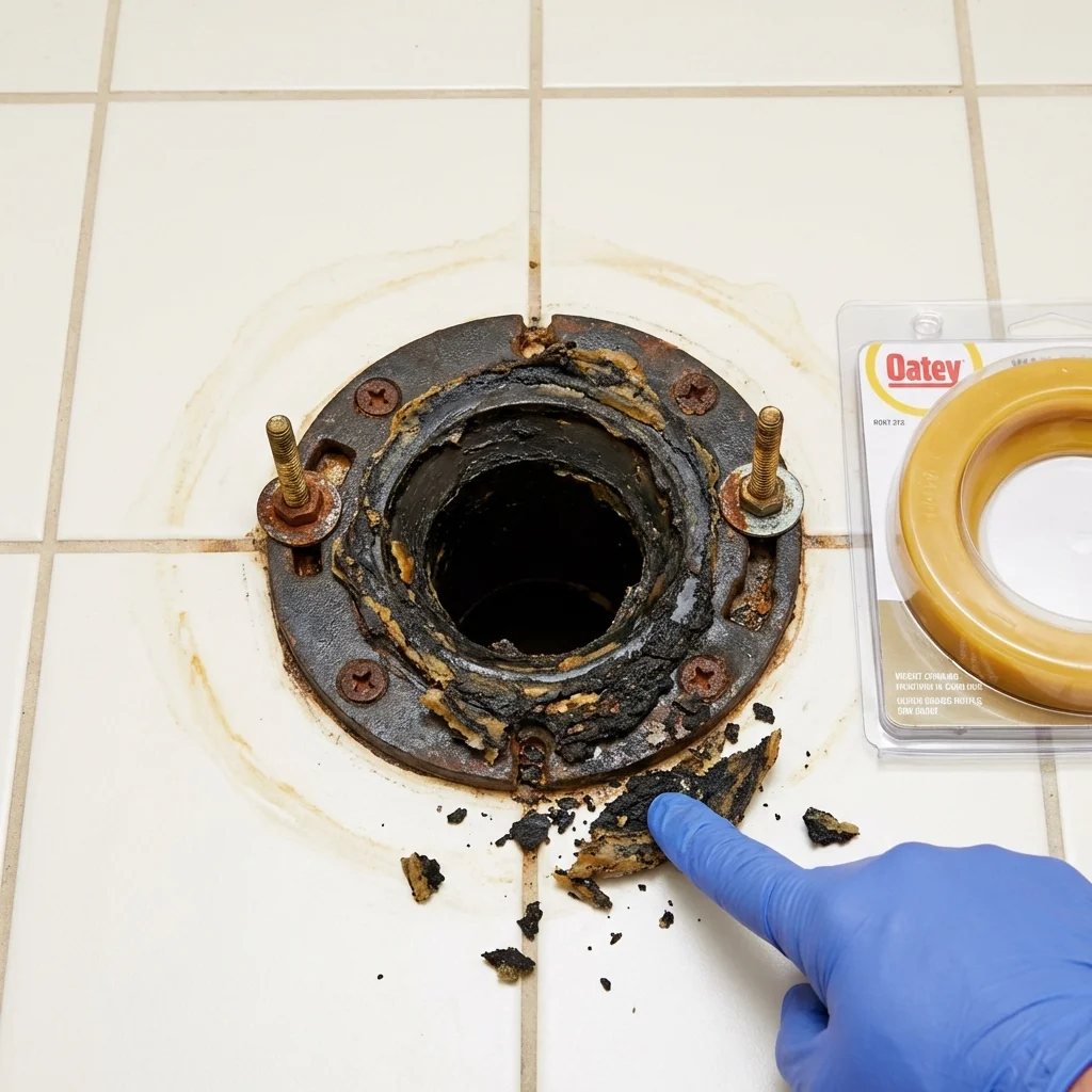 Failed wax ring showing water seepage at the base of a toilet in a Park City, UT home